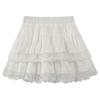 Women's White Lace A-line Midi Skirt - High Waist, Slimming, Princess Style, Summer Fashion, Petite Fit