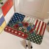 1pc, 2D Flat Printing, American Retro Floral Mat with Stars And Stripes Pattern Non-Slip Rug, Colorful Anti-Slip, Machine Washable Polyester Carpet, S