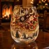 Festliche Feiertagstrinkware Weihnachten 3D Glasbecher Weihnachtsmann Schneemann Baum Skulpturierte Tasse Hitzebeständiger Becher Dekoratives Trinkgeschirr Geschenk für