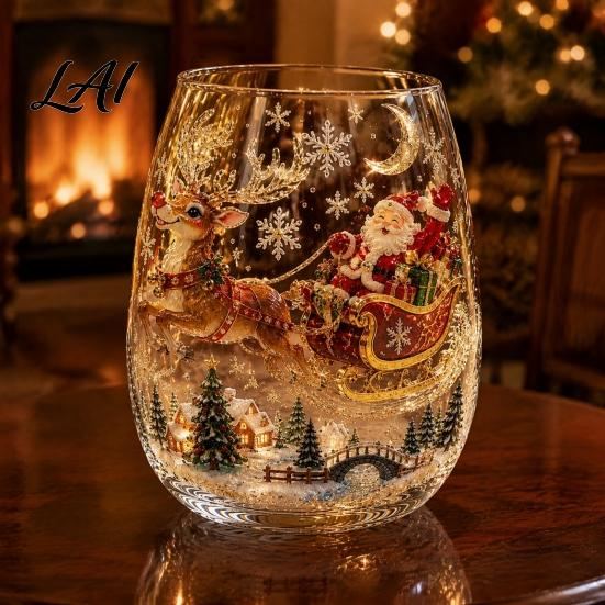 Festliche Feiertagstrinkware Weihnachten 3D Glasbecher Weihnachtsmann Schneemann Baum Skulpturierte Tasse Hitzebeständiger Becher Dekoratives Trinkgeschirr Geschenk für