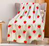 Pink Strawberry Fuzzy Flannel Blanket Throw, Super Soft Lightweight Blanket Throw for Couch Chair Sofa,Cozy Bed Blanket for Kids