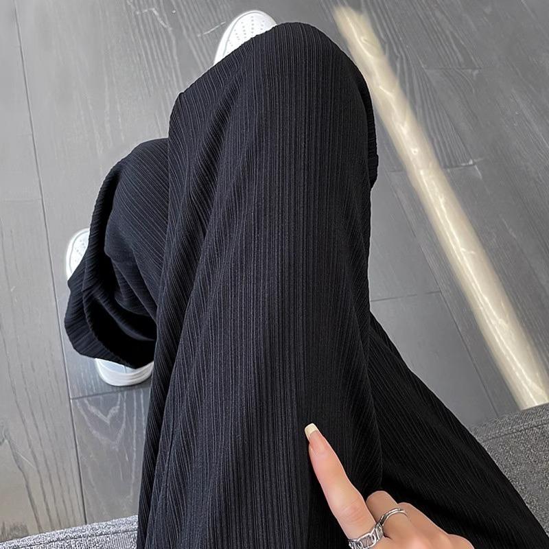 Maternity pants summer thin outer wear ice silk casual wide-leg pants do not restrain the stomach adjustable large size fat mm summer wear