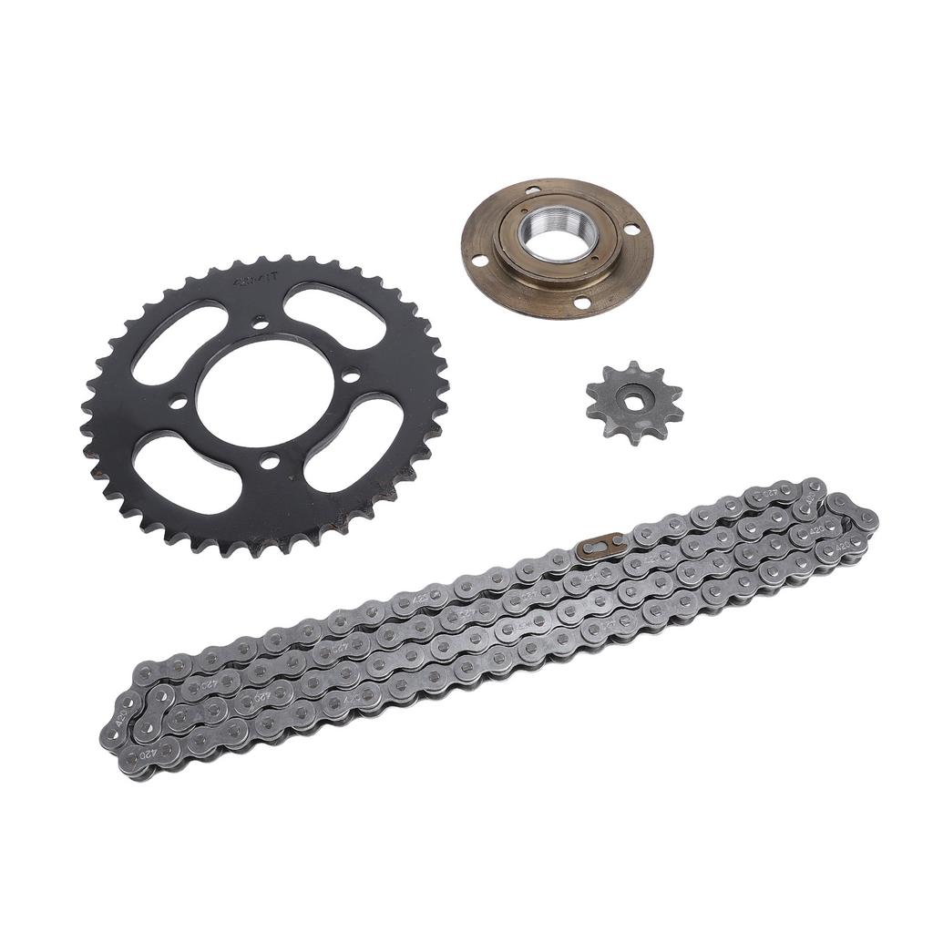420 Sprocket and Chain Kit 10MM 10T Front 41T Rear Sprocket 76 Drive Links Chain Toothless Flywheel