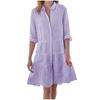 Y2K Women Striped Long Sleeve Mini Dresses Commuter Lapel Single-Breasted Shirt Dress Fashion Hem A-Line Party Dress