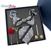 7 PCS Classic Men's Tie Set Paisley Stripe Necktie for Men Pocket Square Bowtie  Brooch Cuff Father's Day Gift Box