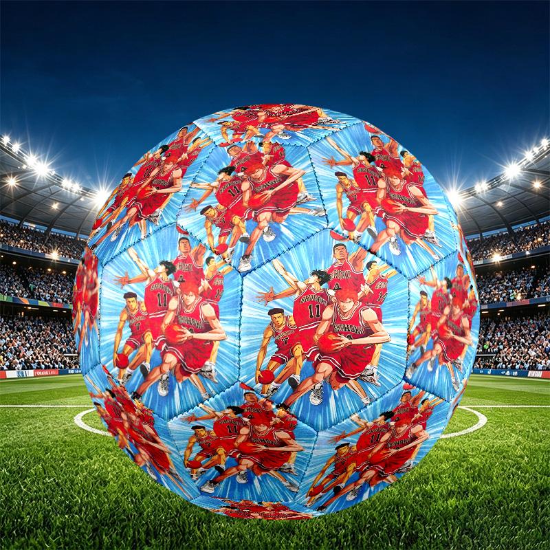 SLAM DUNK Print Size 5 Soccer Ball, PU Wear Resistant Football for Match Training and Daily Practice, Birthday Gift for Soccer Fans