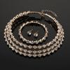 Bridal Diamond Collar Set Jewelry Full Diamond Crystal Necklace Earrings Bracelet Three-piece Set