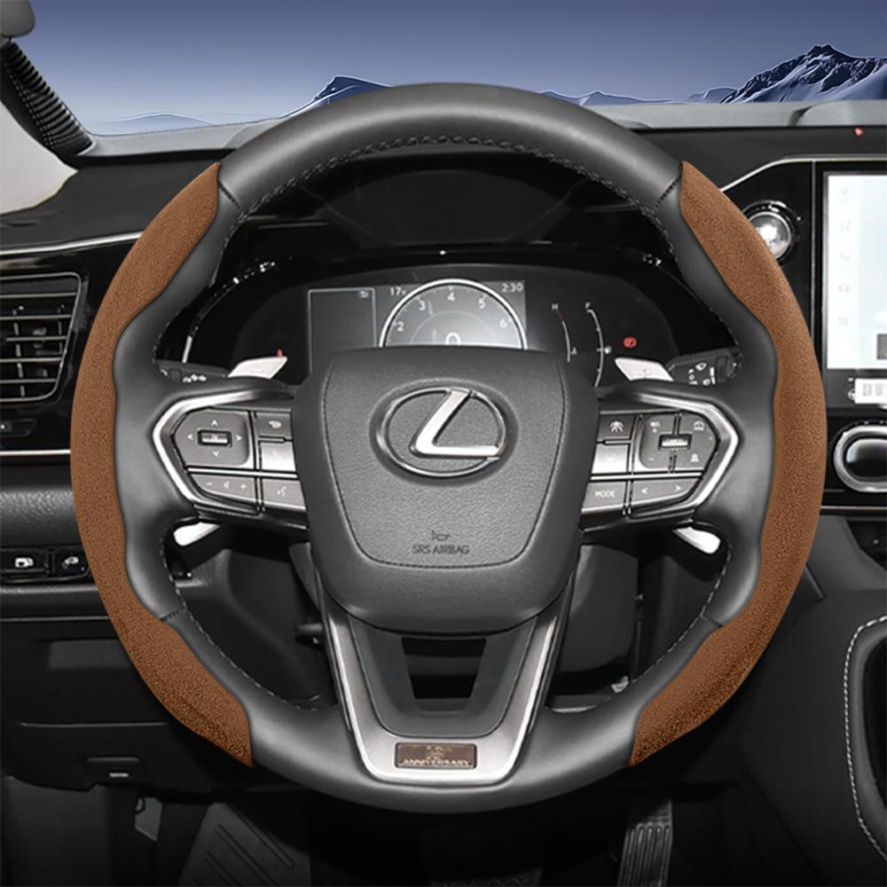 Suitable for Lexus Sports Suede Steering Wheel Cover, Split Snap-On Type, Non-Slip and Durable, for Models Such as Rx Nx Es Gx Lbx Ux Is Rz Lx