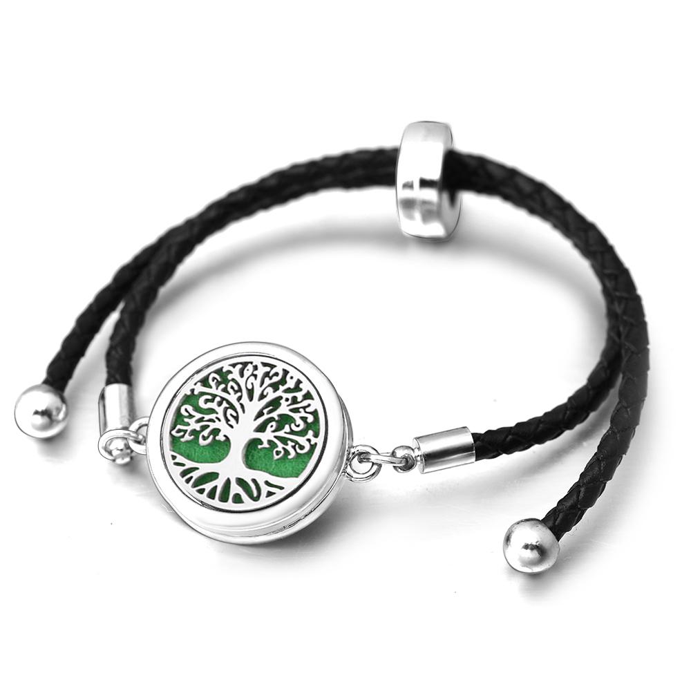 Engel Flügel Herzförmiger Edelstahl Aromatherapie Armreif Verstellbares Leder Schnallenarmband Damen Diffusor Medaillon Schmuck