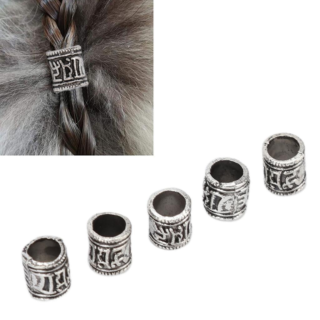 50 Stück Bartperlen zum Selbermachen, Vintage-Legierung, Haarflechtperlen für Dreadlocks, Haarschlauchperlen für Männer und Frauen