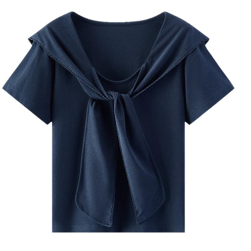 Semir Women's Ruffled Collar Short Sleeve T-Shirt