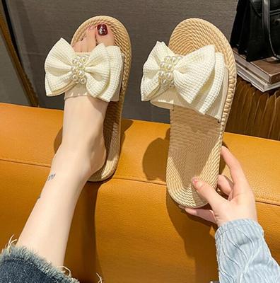 Women's Elegant Bowknot Sandals Lightweight Non-slip Summer Flats for Beach Vacation