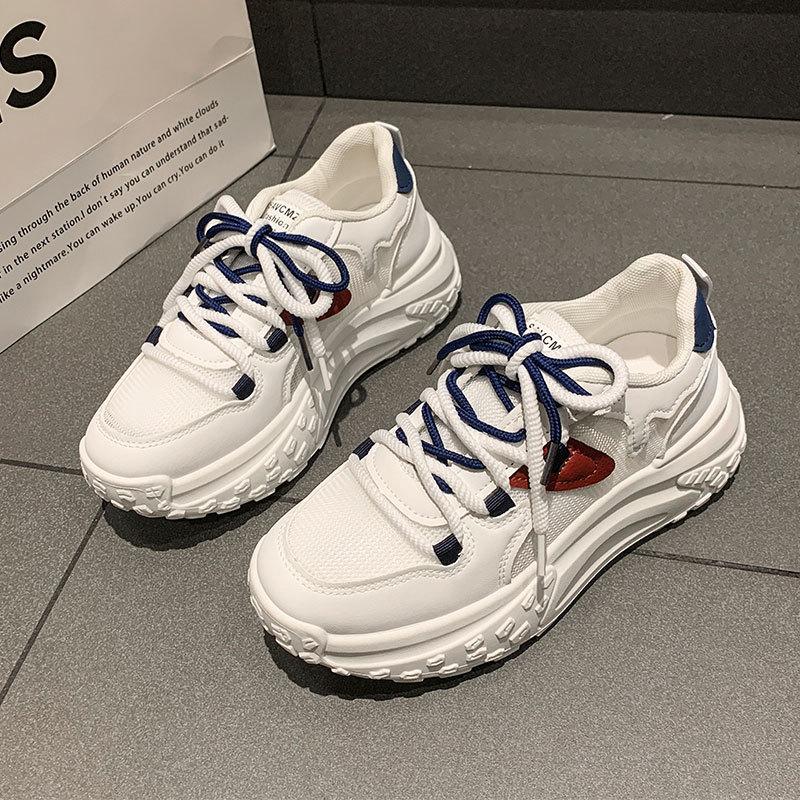 Lightweight shoes shock-absorbing running soft-soled sneakers for women's new spring versatile thick-soled mesh dad shoes for women