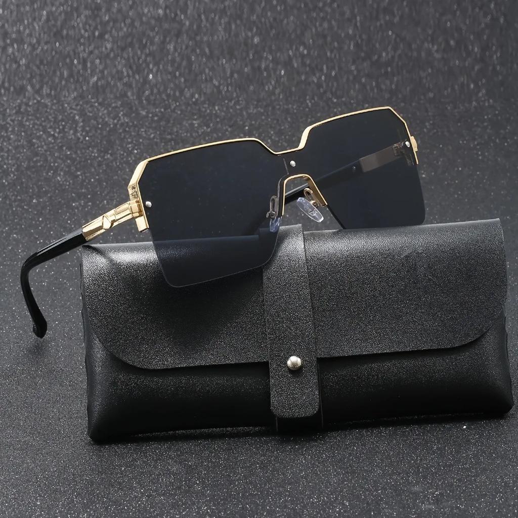 Fashion Square Sunglasses Women Vintage Sun Glasses Female Big Frame Mirror Retro Luxury Traveling Rimless