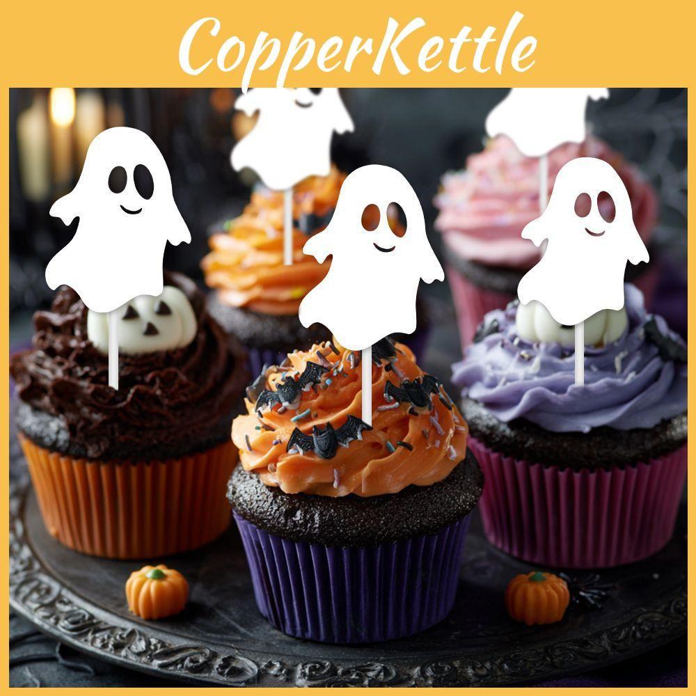 Party Halloween Cake Flags Set With Paper Bat Spider Figures Festive Decoration