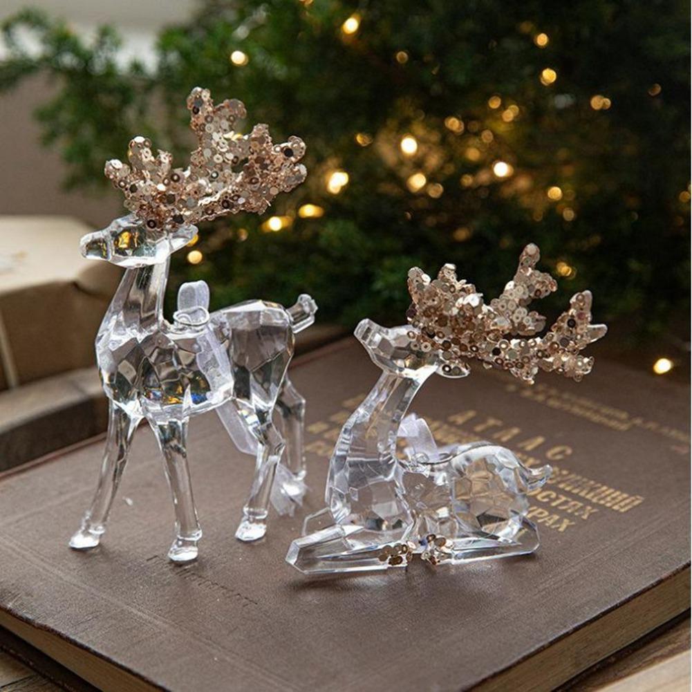 Christmas Tree Hanging Decoration Acrylic Transparent Snowflake Elk Angel Doll Bell Pendant New Year Party Home Decor Kids Toy