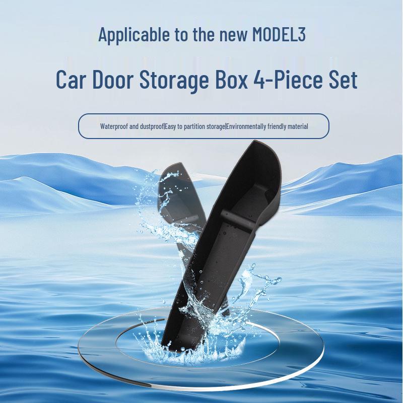 Tesla Model 3 Highland 4-Piece TPE Waterproof Door Storage Box Set