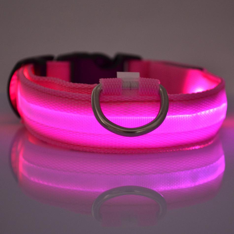 Nylon LED Night Safety Flashing Glow In The Dark Dog Leash Dogs Luminous Fluorescent Pet Dog Collar USB Charginh