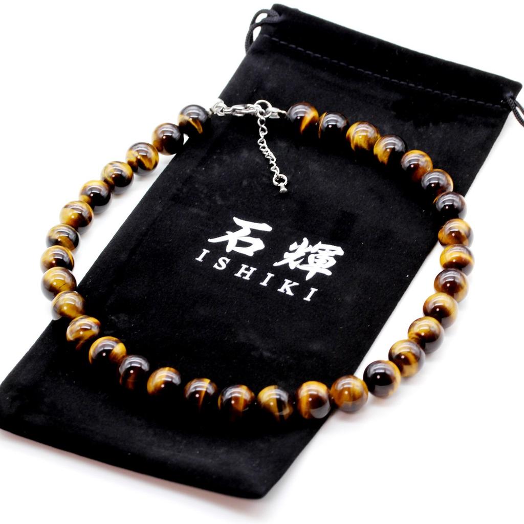 4A Natural Stone Tiger Eye 12mm Prayer Beads Large Size Necklace [Ishiki] [n281]