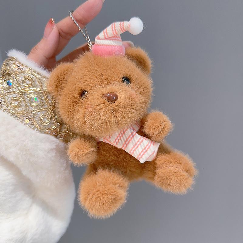 

Милый мультяшный шарф шляпа медведь плюшевые куклы игрушка кулон брелок подвески для рюкзака украшение