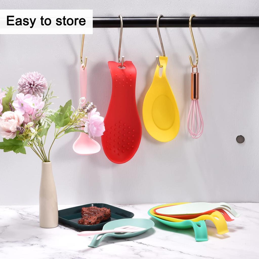 Uxcell Silicone Spoon Rest, Black, Heat-Resistant Kitchen Utensil Holder for Stovetops and Countertops, Farmhouse Use, 195mm X 95mm, Pack of 8