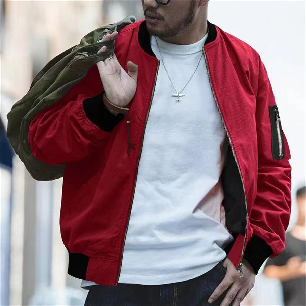2026 New Spring and Autumn Season Men s Fashion Coat Top Youth Men s Standing Neck Zipper Casual Jacket Men s M красный