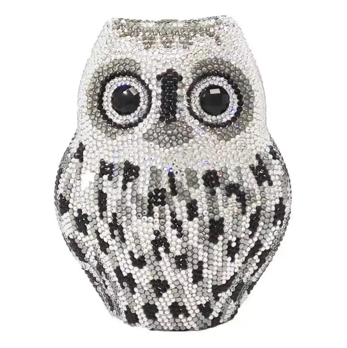

WHTUOHENG Diamond Owl Evening Bag Purse Women s Luxury Crystal Wedding Purse Gold/White Rhinestone Party Prom Handbag Minaudiere 15cmX11.5cmX7cm