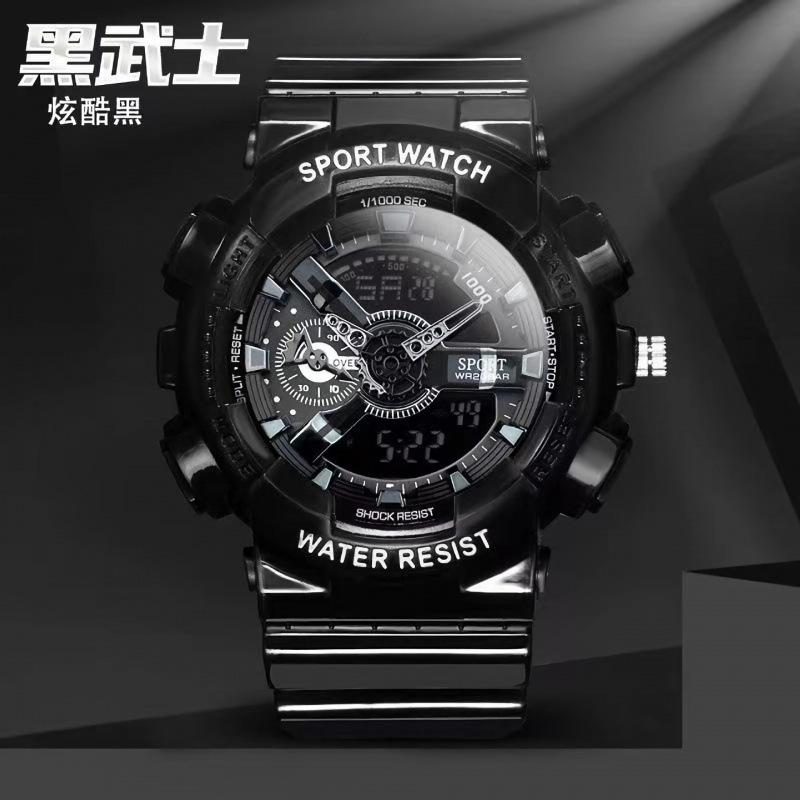 

Trend black gold men s electronic watch fashion outdoor sports double pointer watch male student direct sales