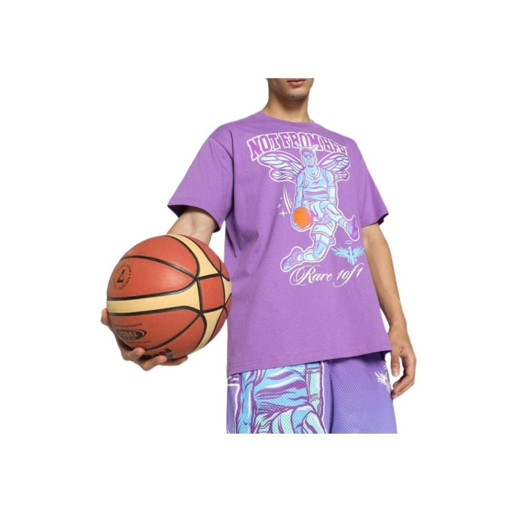 Puma Melo Charlotte Letter Print Basketball Character Casual Crew Neck Short Sleeve Drop Shoulder T-Shirt Men Tops Purple 627744-01