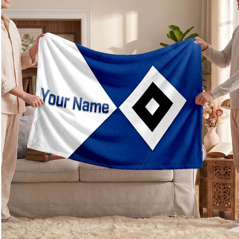 Hamburger SV Personalisierte Fleecedecke Mit Fußballlogo, Benutzerdefinierter Name Text Weich Warm Heimdecke