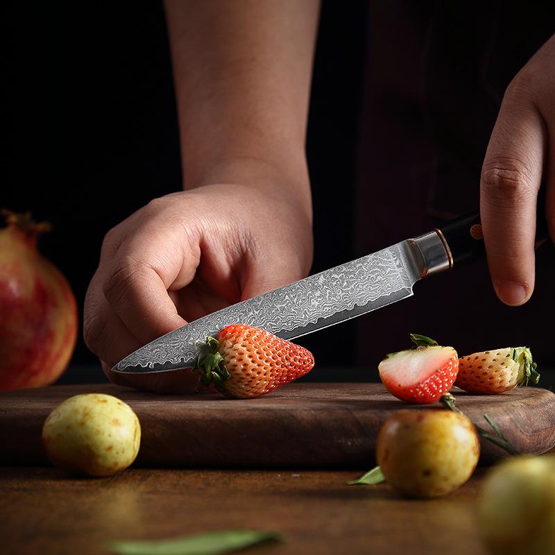 67-layer Damascus Steel 5-inch Fruit Knife, Household Stainless Steel Kitchen Knife High-hardness Cutting Multi-purpose Tool