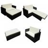VidaXL Salon de jardin 2 pcs avec coussins Résine tressée Noir