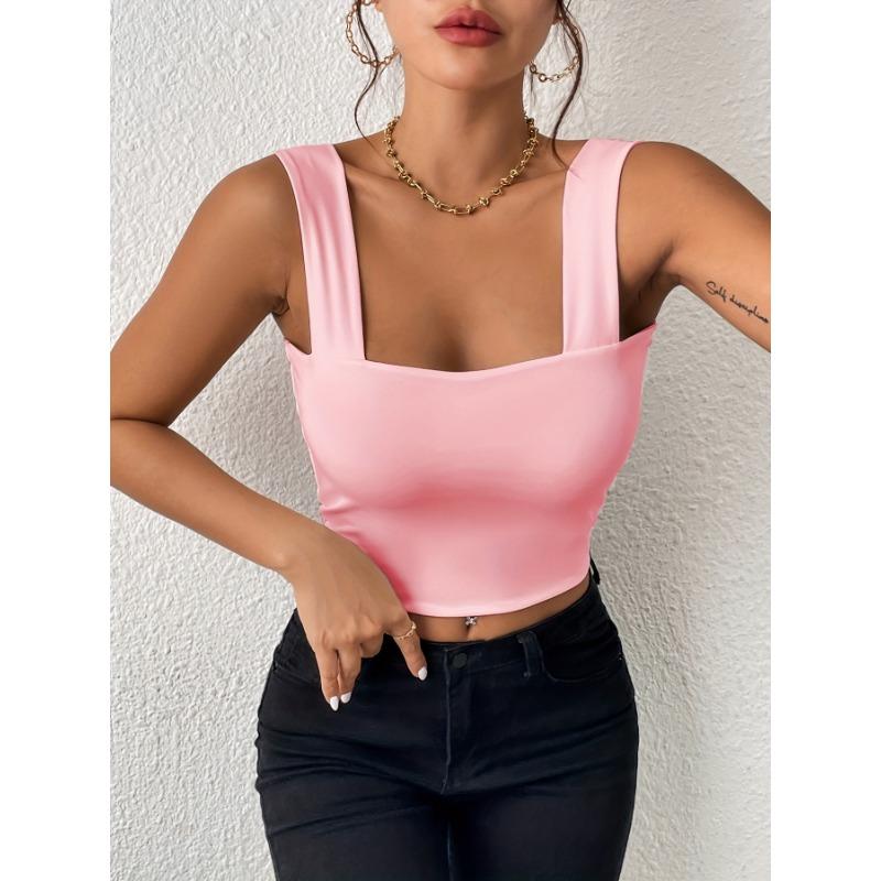 Summer New Women's Camisole Sexy Slim Hot Girl Wide Shoulder Strap Sleeveless Top
