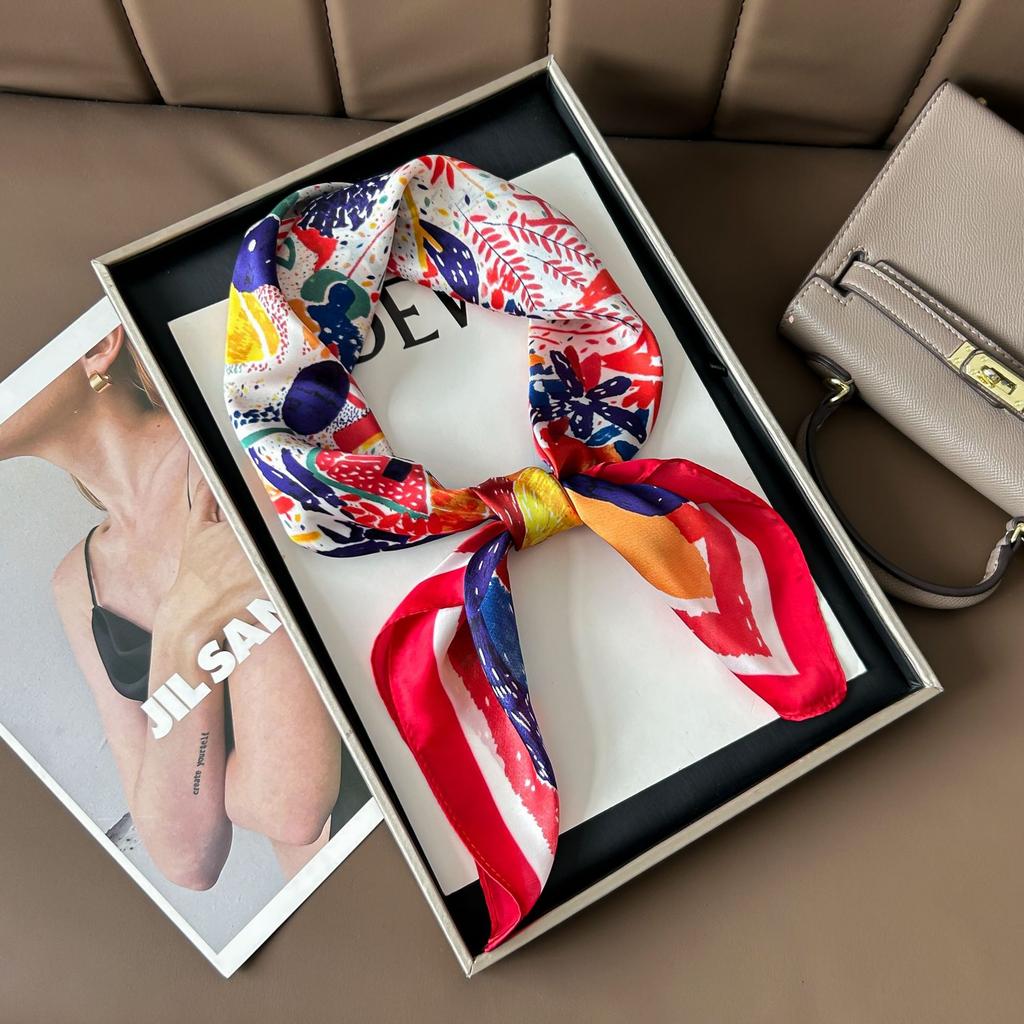 Hedvábný šátek pro ženy, módní všestranný, vysoký smysl, 70 čtverečních stop, ochrana krku, šátek, retro šátek, taška