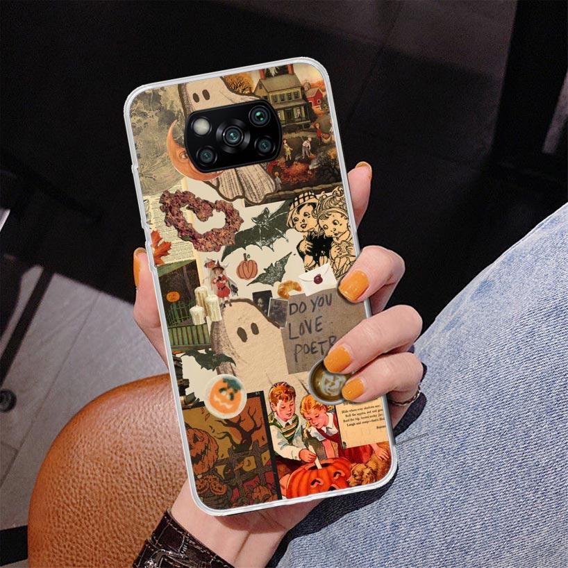 

October Fall Halloween Spooky Pumpkin Phone Case For Xiaomi Poco X7 X6 X5 Pro F7 Ultra Redmi 15C 15 13C 13 12C 12 10 10A 10C 9 9 Xiaomi Poco X7 Pro