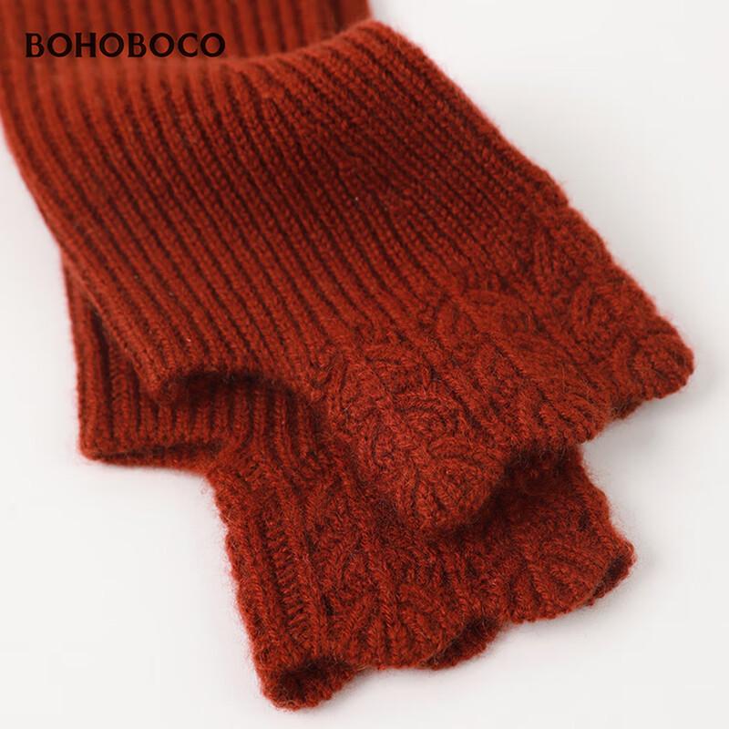 BOHOBOCO Women's 100% Cashmere Fingerless Gloves