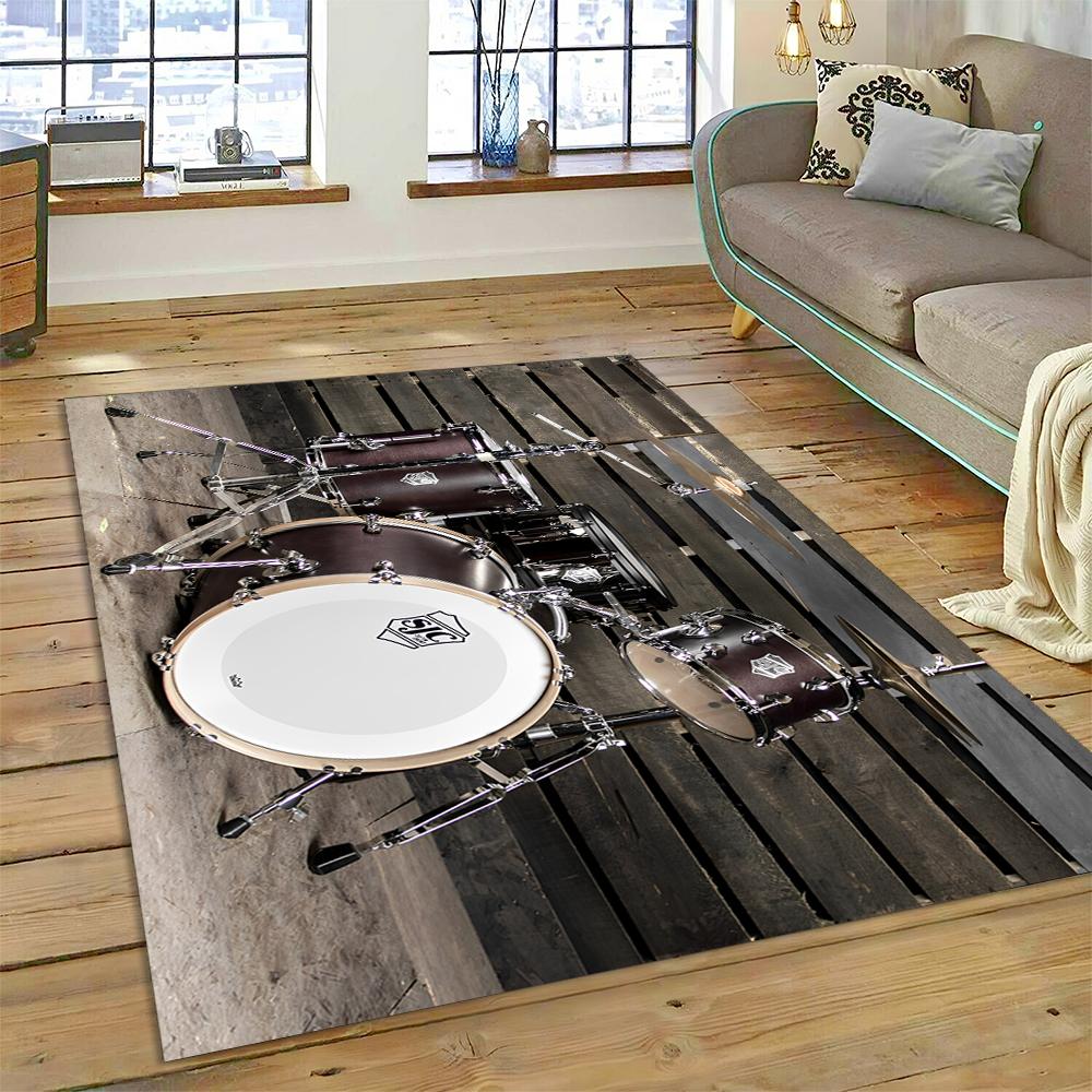 Drum Kit Music Instruments Drum Set Carpet Rug for Home Living Room Bedroom Sofa Doormat Decor,kids Area Rug Non-slip Floor Mat