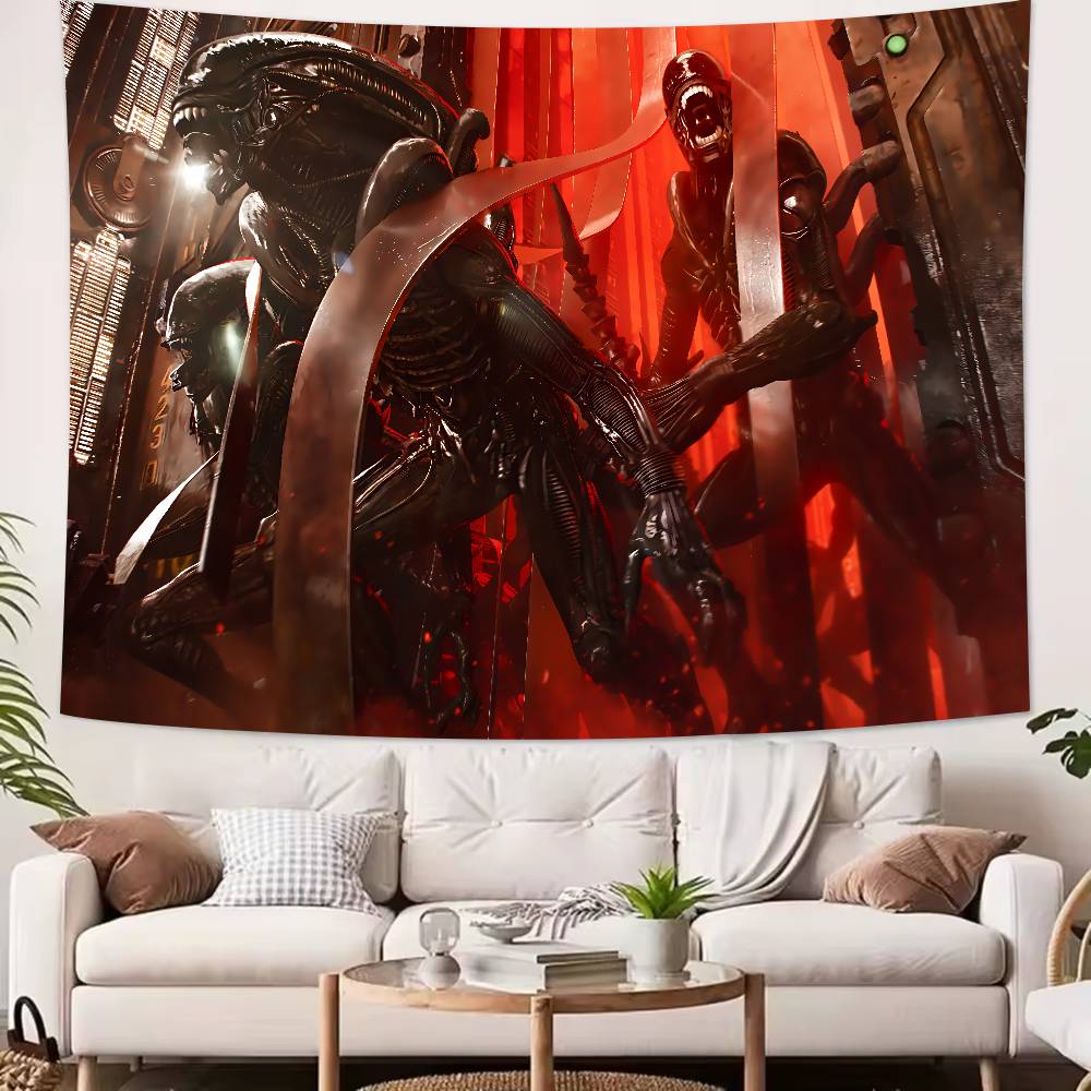 Science Fiction Horror Movie Alien Tapestry Decoration Bedroom Dormitory Background Cloth Holiday Home Living Room Club Tapestry