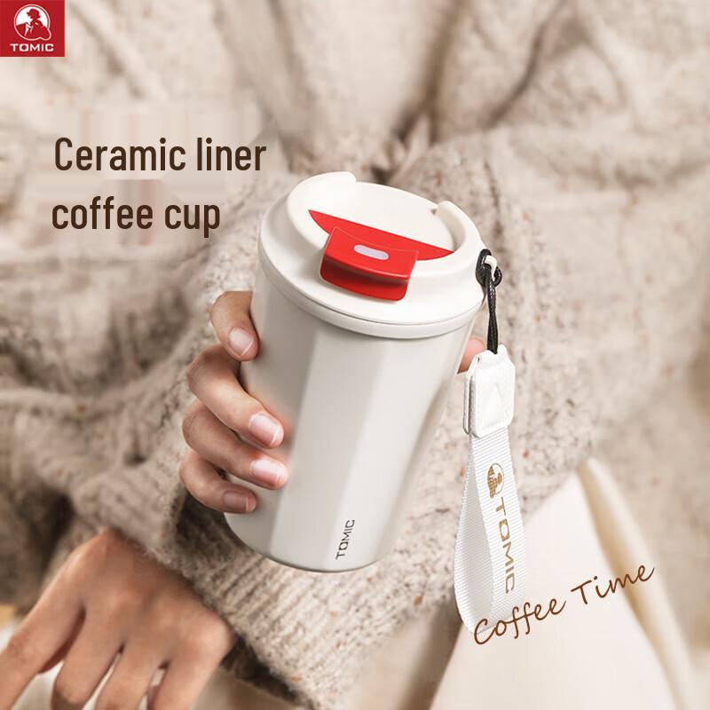 TOMIC Portable Insulated Coffee Mug with Ceramic Liner