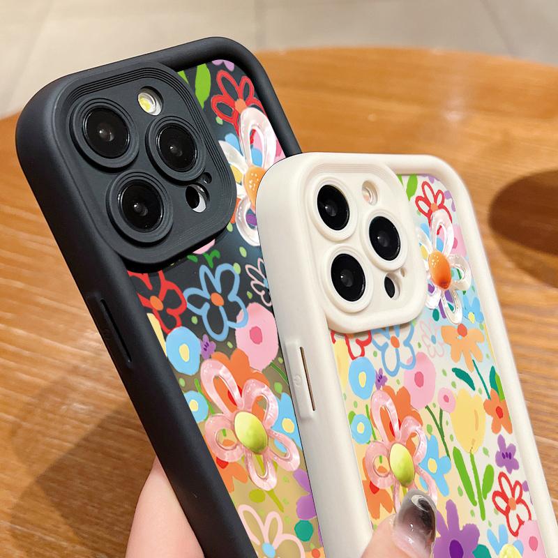 Etui na telefon z nadrukiem kreskówkowych kwiatów dla iPhone 17 Pro Max Air 16 15 Pro Max 14 13 12 Pro Max 11 Przezroczysty miękki pokrowiec na tył z TPU