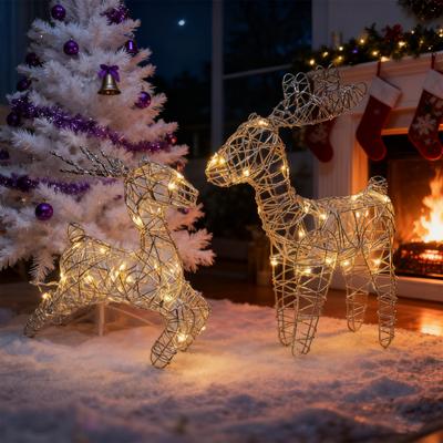 LED Light Up Christmas Reindeer Decor 20 Warm White Lights Metal Yard Decoration for Outdoor Indoor Lawn Garden Xmas Decor