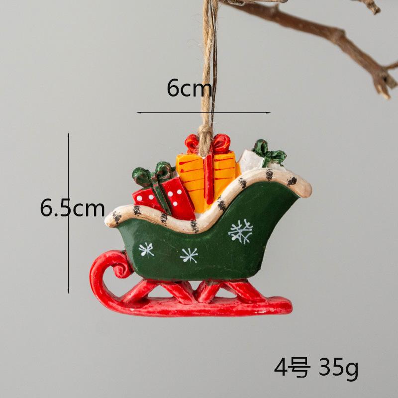 New Christmas Painted Resin Santa Claus Heart Pendant Retro Style Christmas Tree Imitation Ceramic Decoration navidad 2025