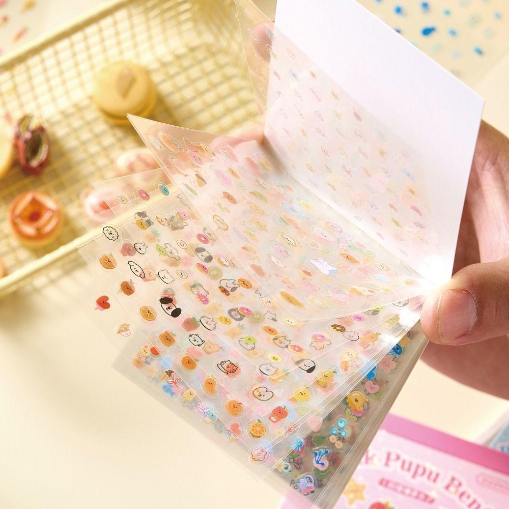 24 Sheets/set DIY Nail Sticker Self Adhesive Cartoon Cup Stickers Multifunctional Soft Embossed Sticker Book