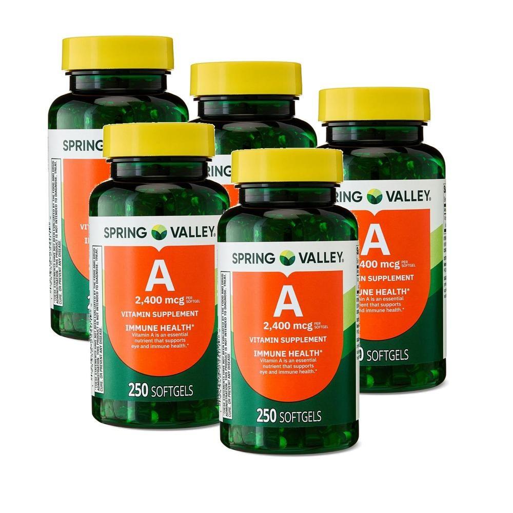 Spring Valley Vitamin A 2400mcg Softgels A 5 pcs 250 Tablets