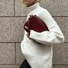 GMXIA Women's Semi-High Neck Sweater Autumn and Winter Commuter Solid Colour High Neck Knit Pullover Sweater