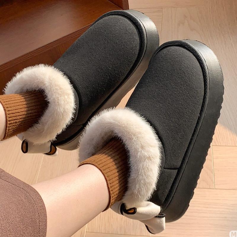 Mode 2025 Winter Neu Damen Schleife Baumwollschuhe Dicke Sohle Rutschfest Damen Schneestiefel Komfort Vielseitige Damen Stiefeletten Zapatos