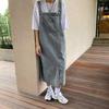 Robe en jean à bretelles sans col, ample, dos nu, sans manches, poches latérales, ourlet fendu, couleur unie, bandoulière réglable, robe mi-longue pour étudiante