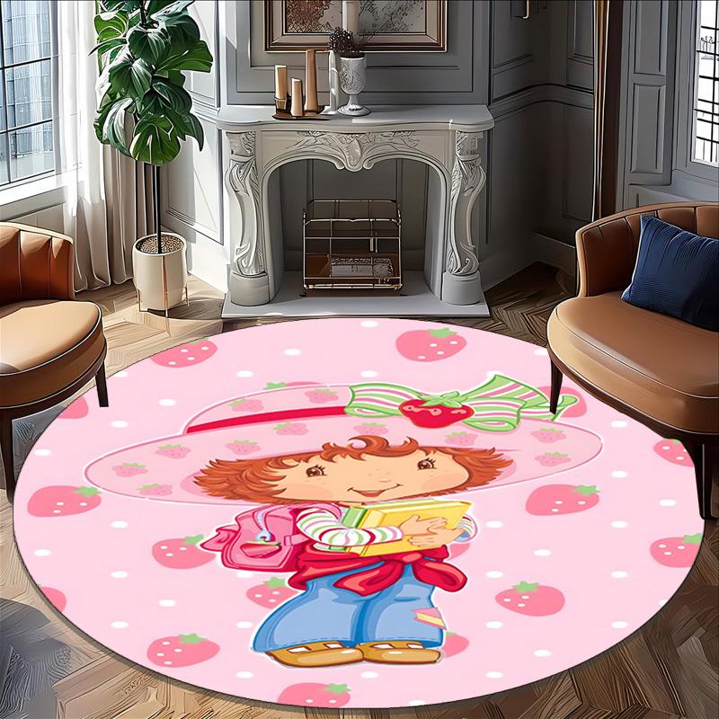 1pc Princess Strawberry10 Carpet, Round Rug, Comfortable, Suitable for Entryways, Living Rooms, Office, And Bedrooms, Christmas Decoration