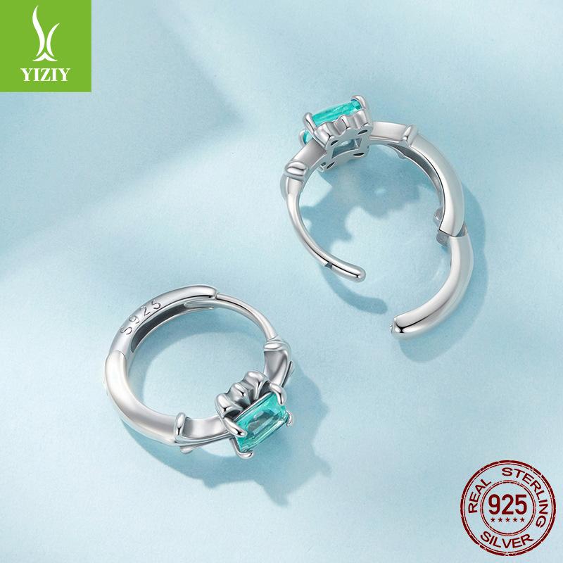 Creative Iris Cross Ear Buckle, Embossed Craft S925 Silver Fashion Earrings, One Piece Of Jewelry
