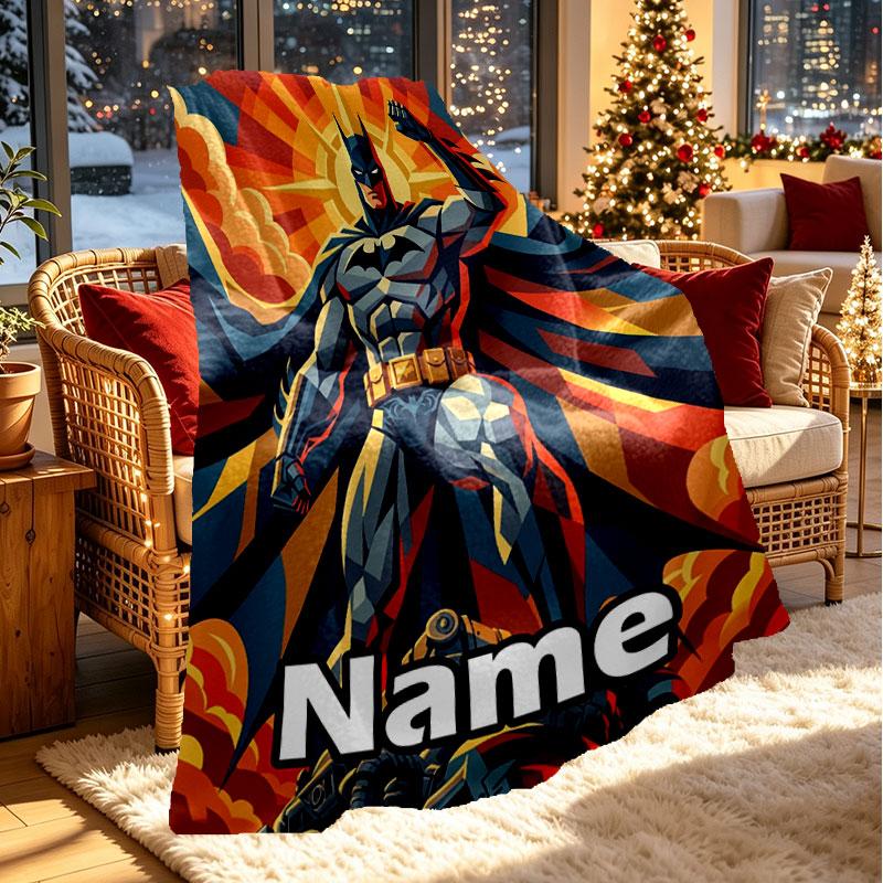 Custom Name Personalized Batman Print Blanket, Home Decor, Bedroom, Sofa, Camping, Couch, Gifts for Birthday Christmas